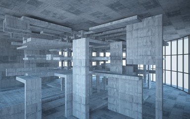 Empty dark abstract concrete room interior. 3D illustration. 3D rendering.