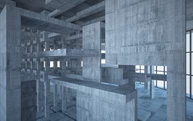 Empty dark abstract concrete room interior. 3D illustration. 3D rendering.