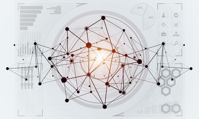 Lines and dots as networking idea drawn on white background
