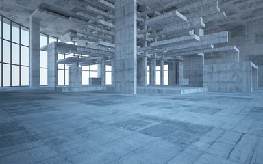 Empty dark abstract concrete room interior. 3D illustration. 3D rendering.