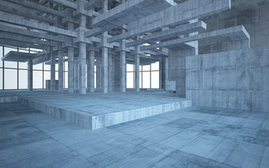 Empty dark abstract concrete room interior. 3D illustration. 3D rendering.