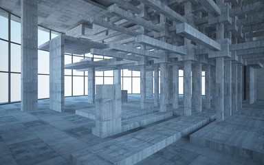Empty dark abstract concrete room interior. 3D illustration. 3D rendering.