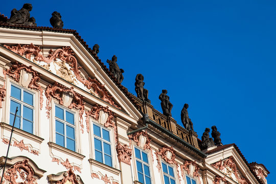 Historical Kinsk&yacute; Palace built on 1755 located at the old town square in Prague