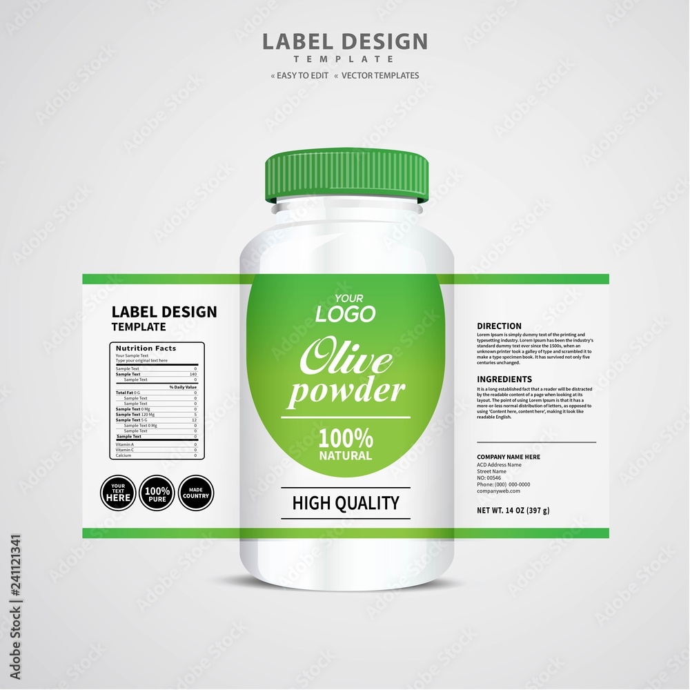 Wall mural bottle label, package template design, label design, mock up design label template