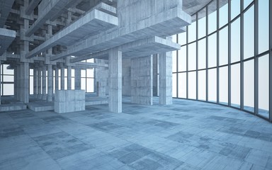 Empty dark abstract concrete room interior. 3D illustration. 3D rendering.