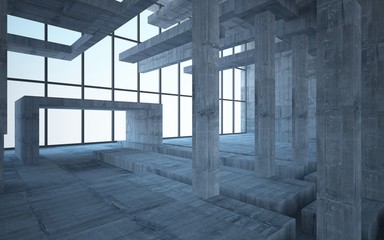 Empty dark abstract concrete room interior. 3D illustration. 3D rendering.