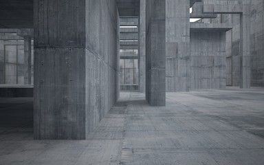 Empty dark abstract concrete room interior. 3D illustration. 3D rendering.