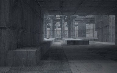 Empty dark abstract concrete room interior. 3D illustration. 3D rendering.