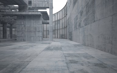 Empty dark abstract concrete room interior. 3D illustration. 3D rendering.