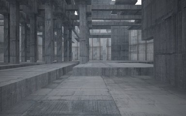 Empty dark abstract concrete room interior. 3D illustration. 3D rendering.