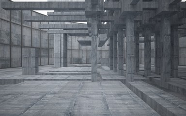 Empty dark abstract concrete room interior. 3D illustration. 3D rendering.