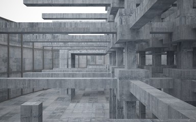 Empty dark abstract concrete room interior. 3D illustration. 3D rendering.