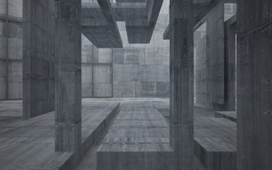 Empty dark abstract concrete room interior. 3D illustration. 3D rendering.