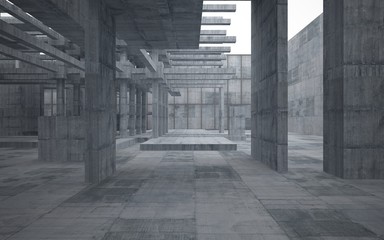 Empty dark abstract concrete room interior. 3D illustration. 3D rendering.