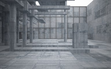 Empty dark abstract concrete room interior. 3D illustration. 3D rendering.