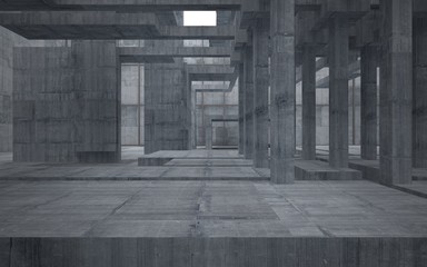 Empty dark abstract concrete room interior. 3D illustration. 3D rendering.