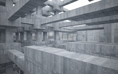 Empty dark abstract concrete room interior. 3D illustration. 3D rendering.