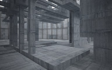 Empty dark abstract concrete room interior. 3D illustration. 3D rendering.