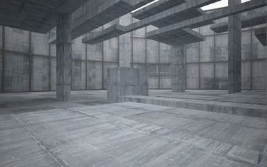 Empty dark abstract concrete room interior. 3D illustration. 3D rendering.