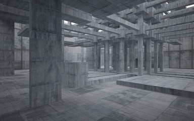 Empty dark abstract concrete room interior. 3D illustration. 3D rendering.