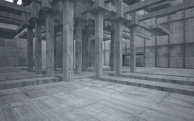 Empty dark abstract concrete room interior. 3D illustration. 3D rendering.