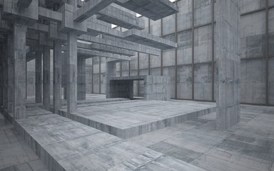 Empty dark abstract concrete room interior. 3D illustration. 3D rendering.