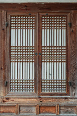 Wooden latticed window in classic Korean style