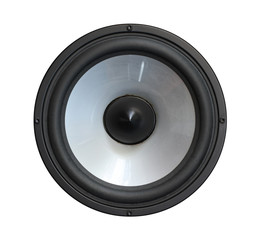 Speaker bass (with clipping path) isolated on white background