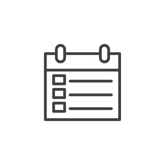 Planner calendar outline icon. linear style sign for mobile concept and web design. Calendar schedule simple line vector icon. Symbol, logo illustration. Pixel perfect vector graphics