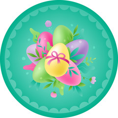 Easter Circular Card With Eggs