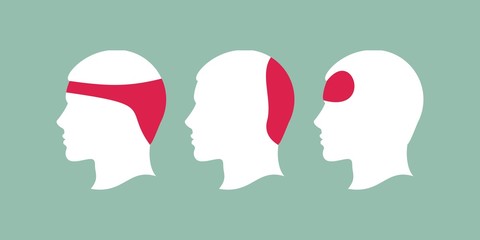 Профиль головы человека и боль