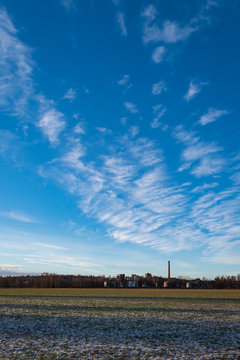 landscape with field and blue sky