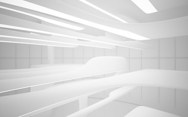 Obraz premium White smooth abstract architectural background. Night view with illumination. 3D illustration and rendering