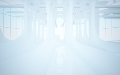 White smooth abstract architectural background. 3D illustration and rendering