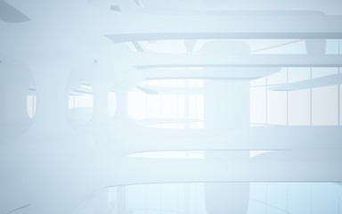 White smooth abstract architectural background. 3D illustration and rendering