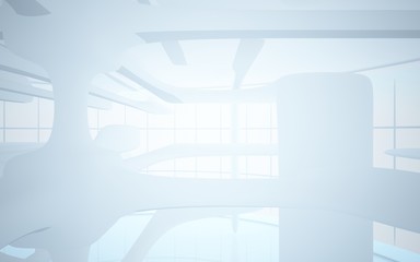 White smooth abstract architectural background. 3D illustration and rendering