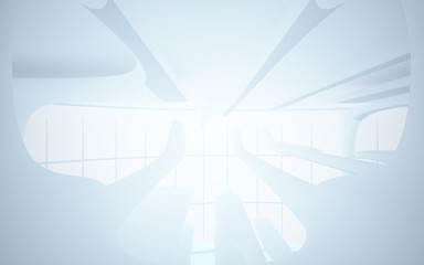 White smooth abstract architectural background. 3D illustration and rendering