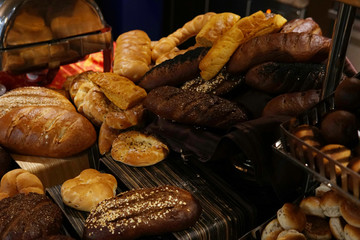 fresh baked breads in the bakery bread loaf