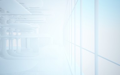 White smooth abstract architectural background. 3D illustration and rendering