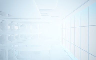 White smooth abstract architectural background. 3D illustration and rendering