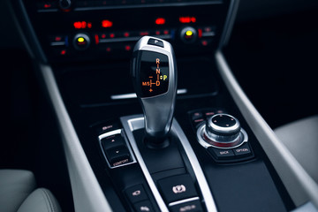 Car gearbox shift knob in parking position	
