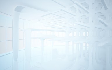 White smooth abstract architectural background. 3D illustration and rendering