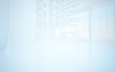 White smooth abstract architectural background. 3D illustration and rendering