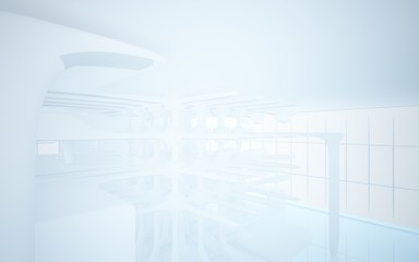 White smooth abstract architectural background. 3D illustration and rendering