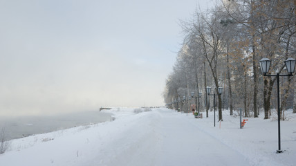 the river Yenisei in bitter cold