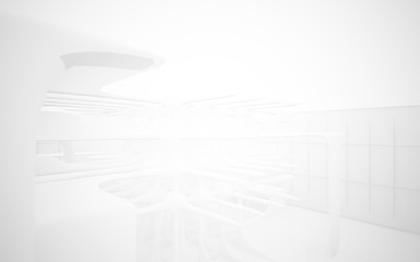 White smooth abstract architectural background. 3D illustration and rendering