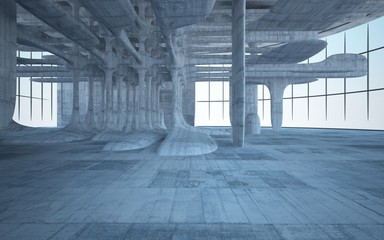 Empty dark abstract concrete smooth interior . Architectural background. 3D illustration and rendering