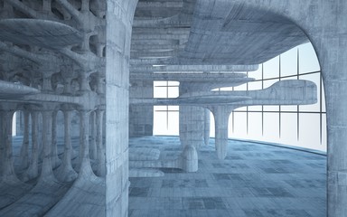 Empty dark abstract concrete smooth interior . Architectural background. 3D illustration and rendering