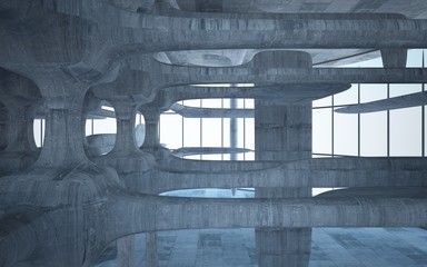 Empty dark abstract concrete smooth interior . Architectural background. 3D illustration and rendering