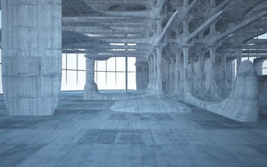 Empty dark abstract concrete smooth interior . Architectural background. 3D illustration and rendering